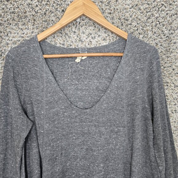 We The Free Top‎ Womens XS Gray Oversized Waffle Knit Thermal Scoop Neck Casual - Picture 4 of 7